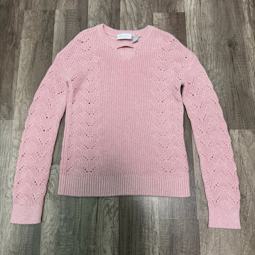 The Children's Place Glittery Pink‎ Textured Knit Sweater